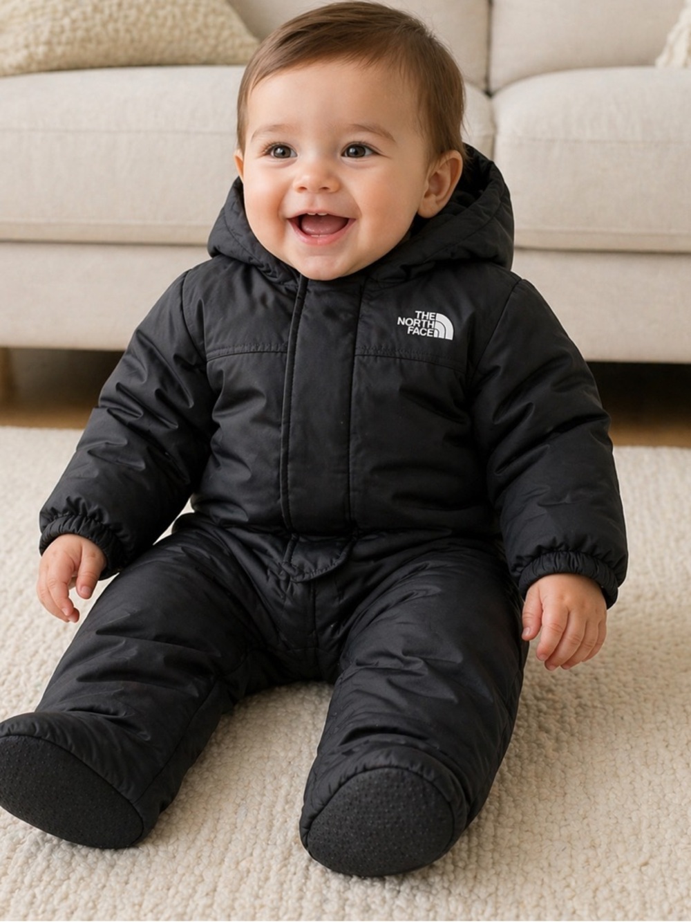 The North Face Baby Snowsuit 6-12M Black Hooded One-Piece Winter Suit EUC